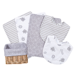 Trend Lab Safari Gray 7 Piece Feeding Basket Gift Set