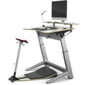 Locus Bundle Pro with Glacier White Desk/Seat, Anti-Fatigue Mat & Accessories (30 x 48")