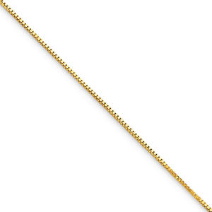 10k Yellow Gold .5mm Box Chain Necklace - 14 Inch