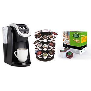 K250 Brewer w/ Carousel Tower & 18ct Breakfast Blend K-Cups Black