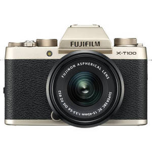 X-T100 Mirrorless Digital Camera with 15-45mm Lens (Champagne Gold)