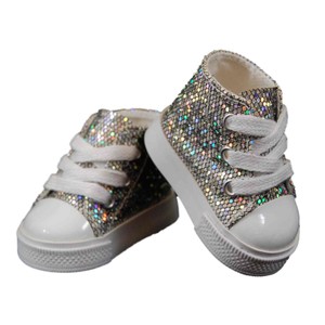 The Queen's Treasures 18" Doll Shoes Clothing Accessory for American Girl®, High Quality Silver High Top Sneaker & Shoe Box