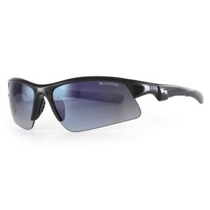 Smoke Light Blue Mirror-Shiny Black-495033