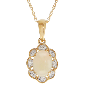PearLustre by Imperial 10K Opal and Diamond Pendant