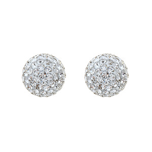 14K Yellow Gold 10mm White Crystal Ball Stud Earring