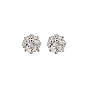 Sterling Silver 5mm Round Genuine White Topaz Openwork Stud Earring