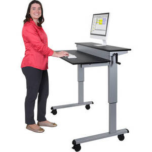 48" Split-Level Crank Adjustable Stand-Up Desk (Black Desk, Silver Frame)
