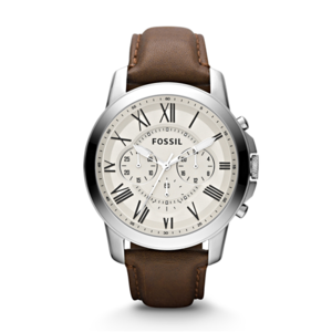 Fossil Mens Grant Chronograph Leather Watch