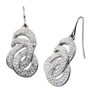Inox Jewelry Women's Stainless Steel Preciosa Crystal Patterned Dangle Earrings
