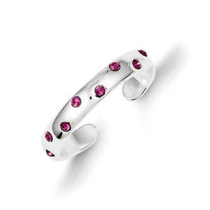 Sterling Silver Pink Cubic Zirconia Adjustable Toe Ring