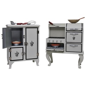 The Queen's Treasures American Vintage Stove & Fridge Furniture +Kitchen Tool & Food Accessory Play Set for 18 Inch Girl Dolls