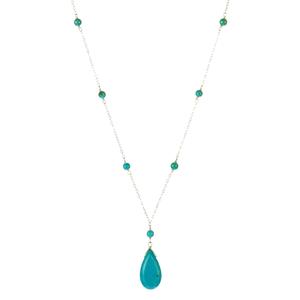 Lita Sterling Silver Chain Necklace with Turquoise Beads and Pendant,16"