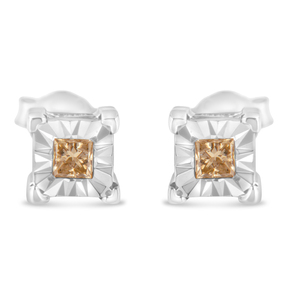Sterling Silver 3/8ct. TDW Princess-cut Diamond Stud Earrings(K-L,I1-I2)