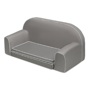 Badger Basket Upholstered Doll Sofa with Foldout Bed and Storage Pockets - Executive Gray