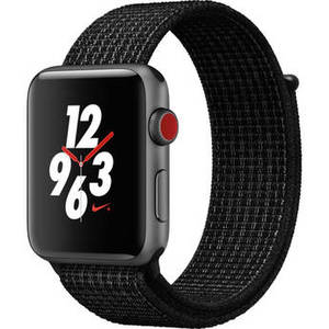 Watch Nike+ Series 3 42mm Smartwatch (GPS + Cellular, Space Gray Aluminum Case, Black/Pure Platinum Nike Sport Loop)