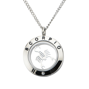 Inox Jewelry Women's Stainless Steel Cubic Zirconia Zodiac Scorpio Pendant Necklace