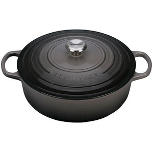 Signature Enameled Cast Iron 6.75 Qt Round Wide French Oven Oyster