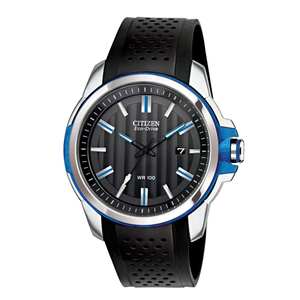 Mens AR Eco-Drive Stainless Steel Watch Black Dial
