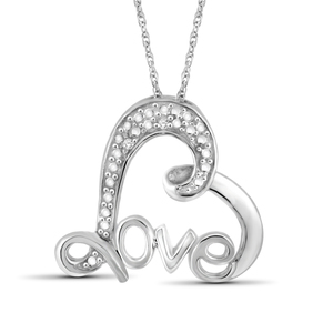 JewelonFire White Diamond Accent Sterling Silver Love Heart Pendant