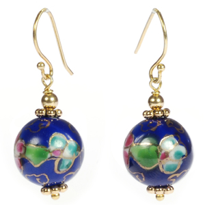 Lita Gold Plated Sterling Silver Blue Porcelain Earrings
