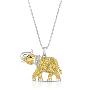 1/10Ctw Sterling Silver Diamond Elephant Pendant