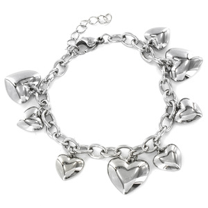 West Coast Jewelry Stainless Steel Heart Charm Bracelet
