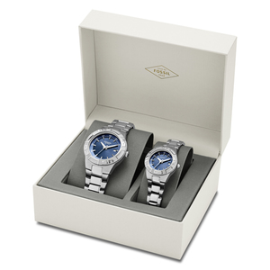 His & Hers Fossil Gift Set: Large & Small Blue Watches