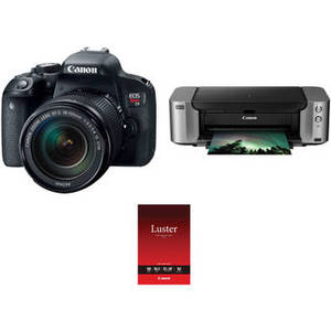 EOS Rebel T7i DSLR Camera with 18-135mm Lens and Inkjet Printer Kit