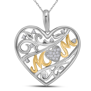 &nbsp; 1/10 CTW HEART MOM PENDANT