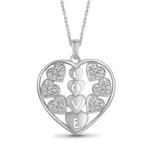 JewelonFire White Diamond Accent Sterling Silver Heart Pendant
