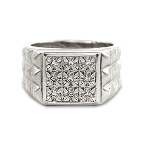 .10 cttw Diamond Square Ring, Size 12