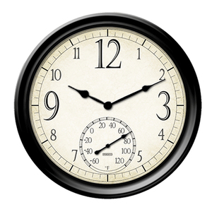 14" Decorative Wall Clock & Thermometer