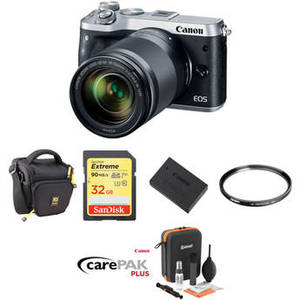 EOS M6 Mirrorless Digital Camera with 18-150mm Lens Deluxe Kit (Silver)