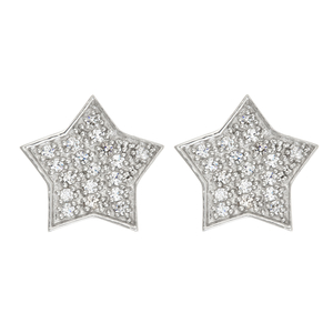 Ladies Sterling Silver Cubic Zirconia Star Earrings