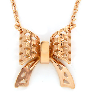 West Coast Jewelry Rose Gold-plated Stainless Steel Bow Necklace