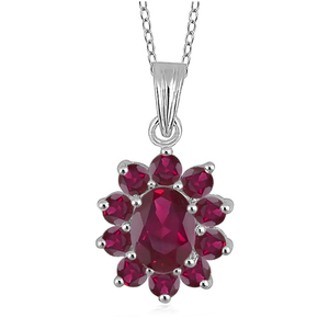 JewelonFire 4 1/2 Carat T.G.W. Ruby And White Diamond Accent Sterling Silver Pendant