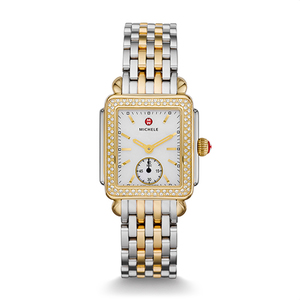 Ladies Deco 16 Two-Tone Diamond Watch Mother of Pearl Dial