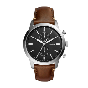 Mens Townsman Chronograph Dark Brown Leather Watch Black Dial