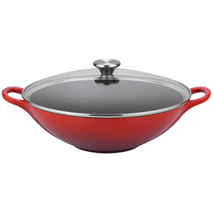Enameled Cast Iron 5 Qt Wok Cherry