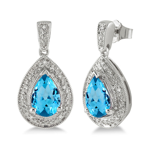 Blue Topaz & Diamond Earrings