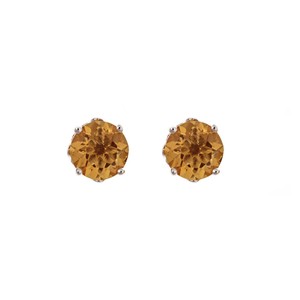 Sterling Silver 5mm Round Genuine Citrine Openwork Stud Earring