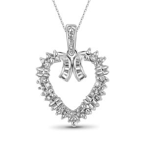 JewelonFire White Diamond Accent Sterling Silver Heart Pendant