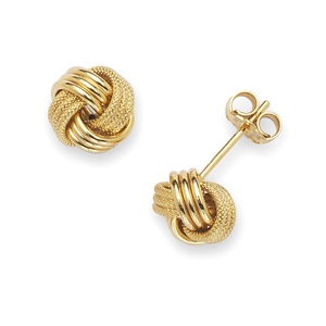 14k Small 8mm Love-Knot Textured Stud Earring