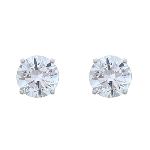 Sterling Silver 10mm  Round Cubic Zirconia Stud Earrings