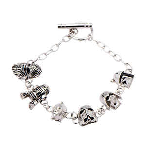 Star Wars Women's 925 Sterling Silver Character 3D Charm Toggle Bracelet