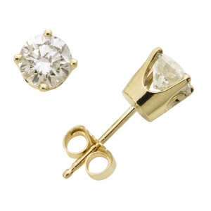 14k Yellow Gold Diamond Solitaire Earrings .15twt