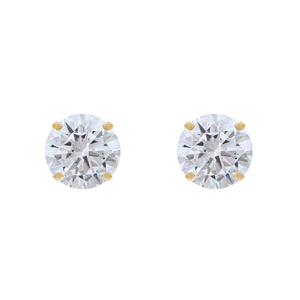14K Yellow Gold 6.5mm Round Cubic Zirconia Stud Earrings