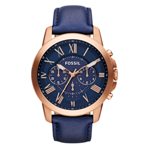 Fossil Grant Men's Navy Leather Chronograph Watch