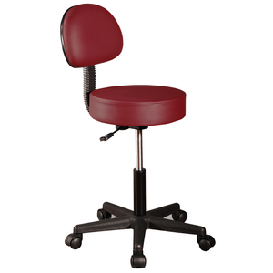 MT Massage  Pneumatic Rolling Massage Stool with Backrest Burgundy