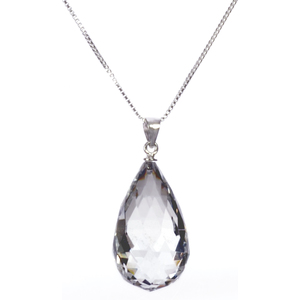 Lita Faceted Crystal Teardrop Pendant With Sterling Silver Chain 18"
